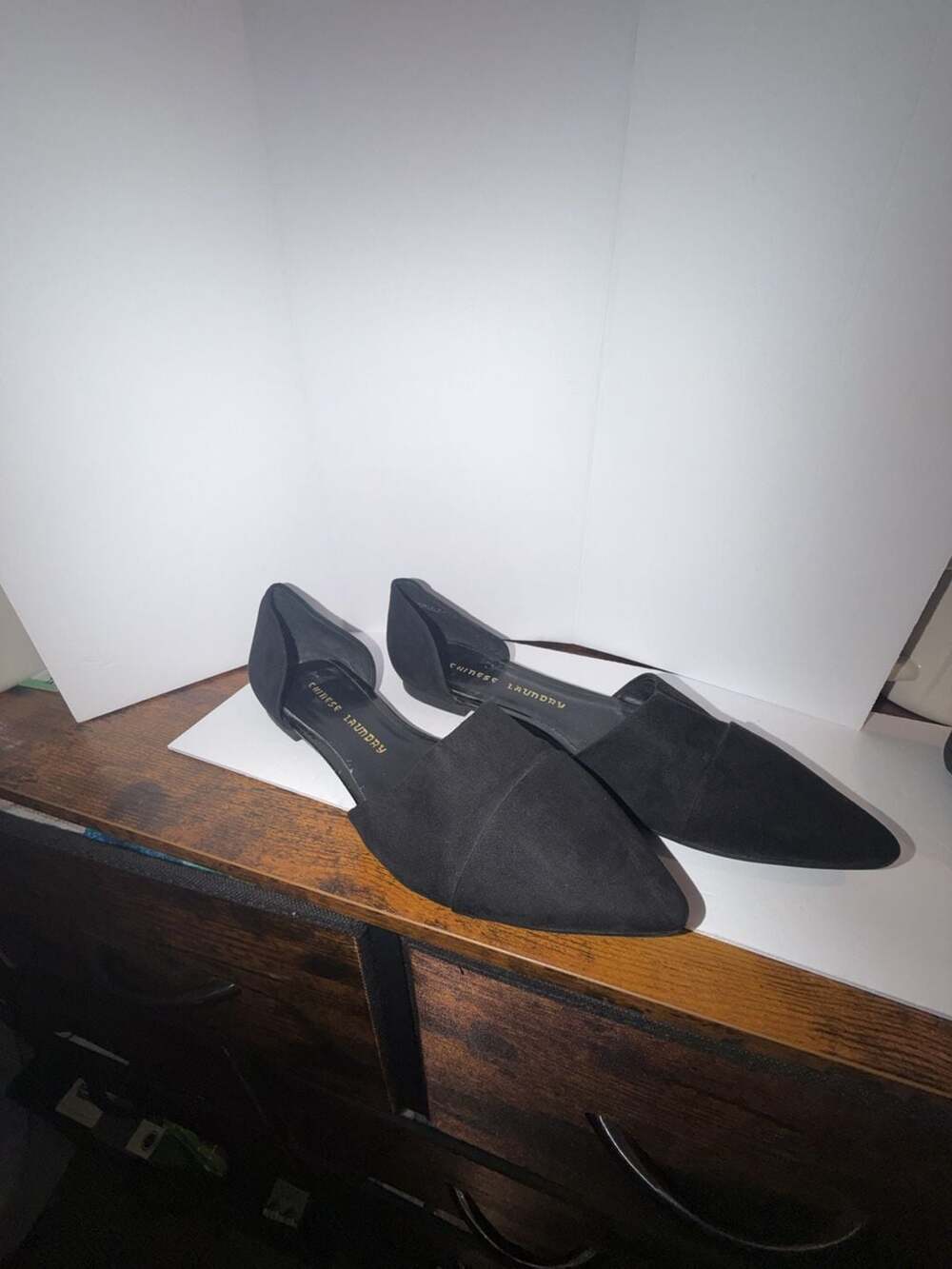 Chinese Laundry Pointed Toe D'Orsay Flats Size 8.5 Black Suede